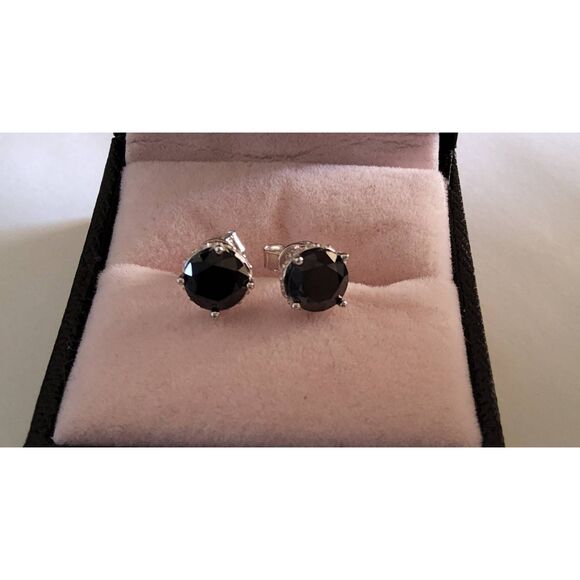 Moissanite Jewelry - CERTIFIED Genuine Blue & White Moissanite 2Ct Round Stud Earrings-18K/925SS